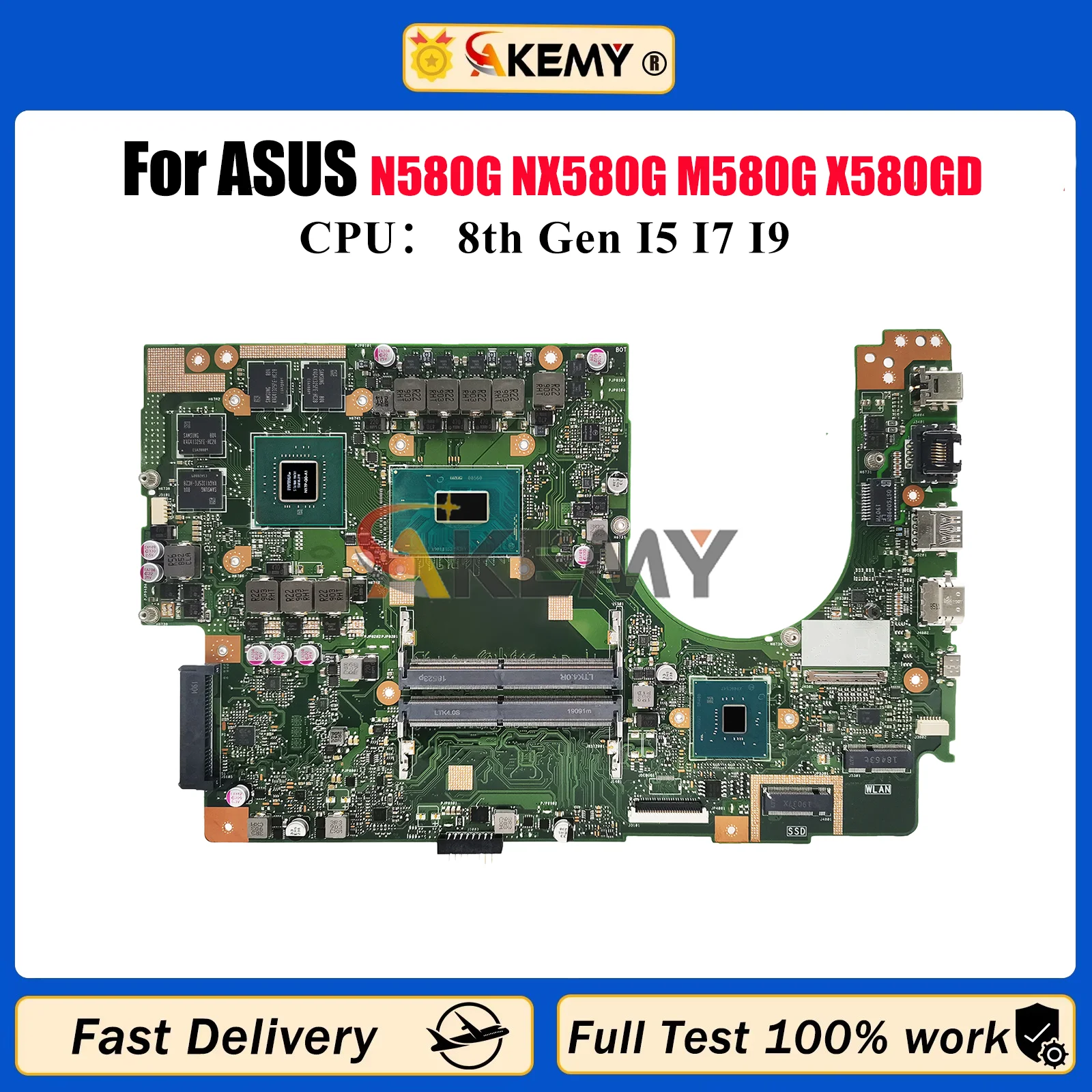 

X580GD Laptop Motherboard For ASUS VivoBook X580G N580G NX580G M580G X580GD Notebook Mainboard With I5 I7 I9 CPU 112% tests OK