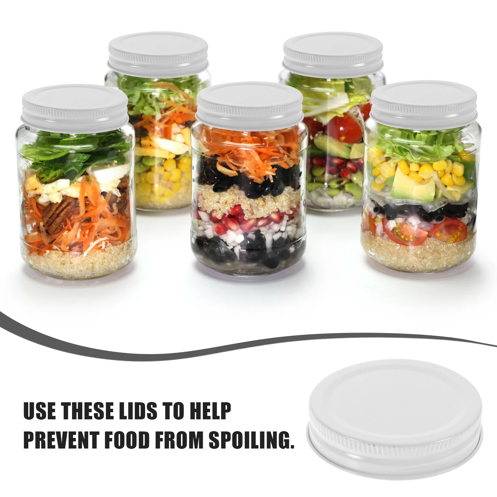 

20pcs Tinplate Jar Lids 70mm White Wide Mouth Canning Caps Leak Mason Jar Caps Regular Mouth Proof Storage Jars Practical