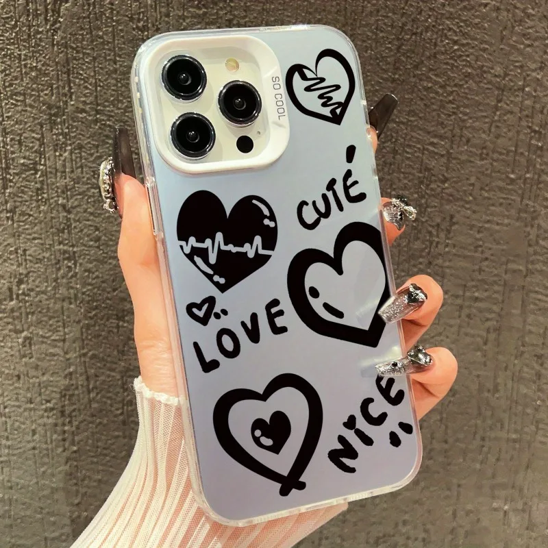 New Fashion Pattern Case White Black Bicolor Phone Case Suitable for iPhone 15 14 13 12 11 series, Shockproof protection