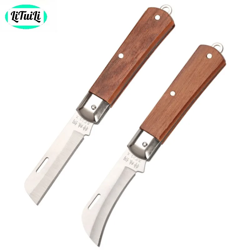 LiTuiLi Electrician Knife Stainless Steel Straight Bend Blade Pocket Folding Camping Survival Cable Cutter Wire Stripper Tools