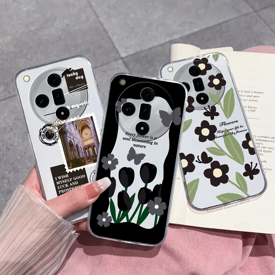 For Oppo Find X7 Find X7 Pro Find X7 Ultra Case Lovely Bear Cat Clear Silicone Soft TPU Cover For OppoFindX7 X7Pro X7Ultra Funda