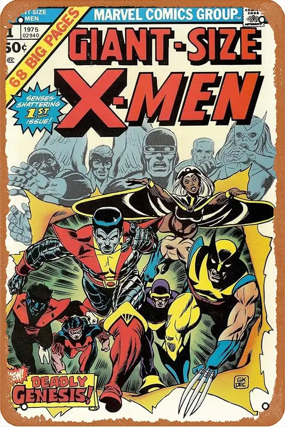 Dekorative Vintage-Blechschilder aus Metall, X-Men, riesiges Poster, Blechschild, Neuheit, Metall, Retro-Wanddekoration für Zuhause, Tor, Garten, Bars