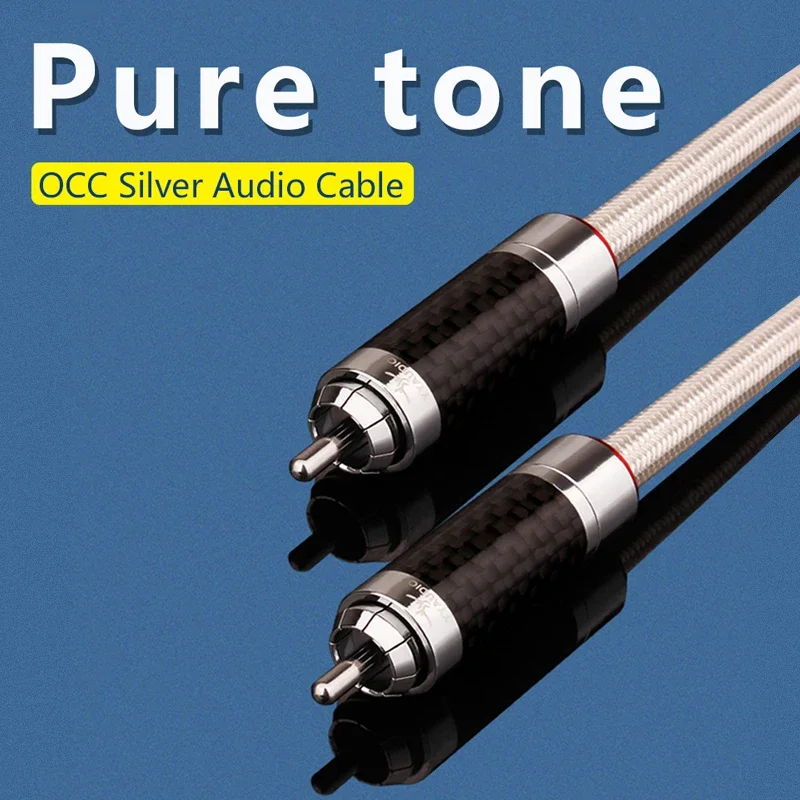 Hifi Digital Coaxial Audio Video Rca Cable Hi-end Copper and Silver RCA to RCA Male Subwoofer Audio Cable