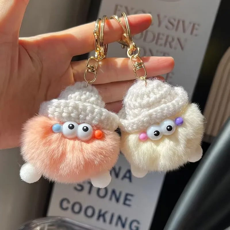 30pcs/lot Wholesale Mixed batch real rex rabbit fur small briquettes keychain pendant cute doll,Deposit First to Get Discount mu