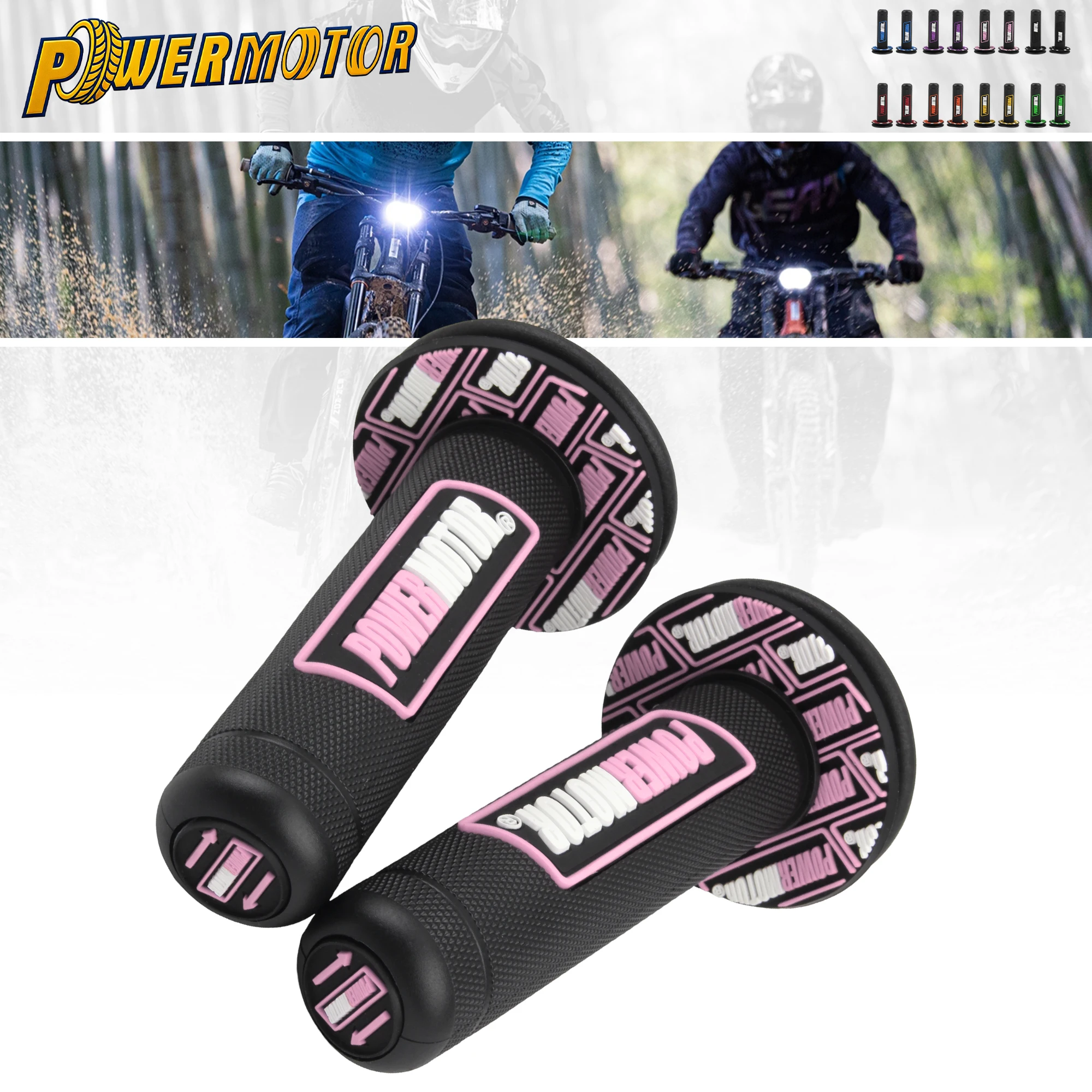 

Powermotor Motocross Rubber Grips 7/8 In 22mm 24mm Handlebar Protection Universal Accessories Dirt Bike Off-Road Gel Hand Grip