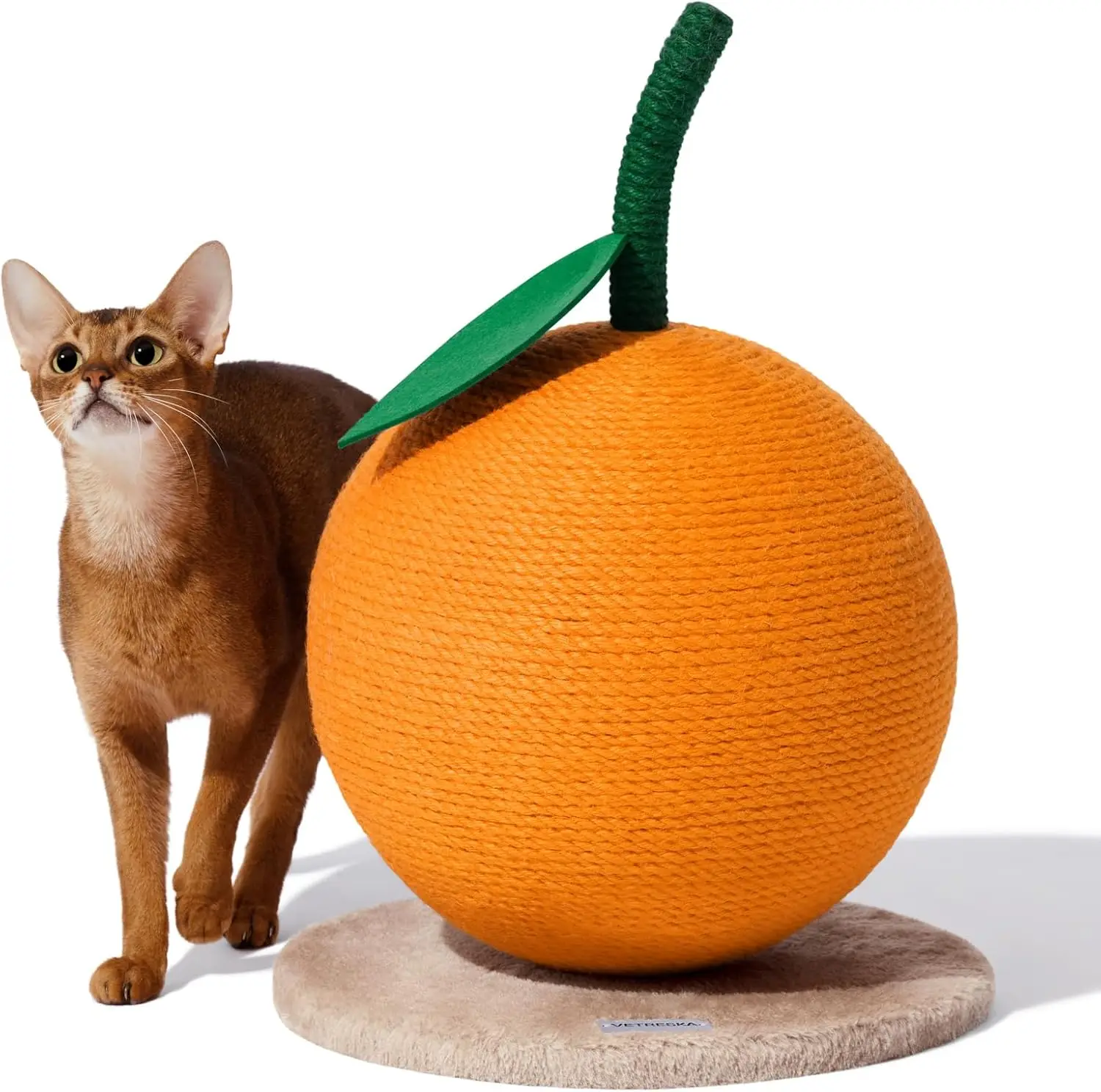 

Orange Cat Scratching Post, Cute Cat Scratcher with Jute Rope, Vertical Cat Scratch Post for Indoor Cat and Kitten, Cat