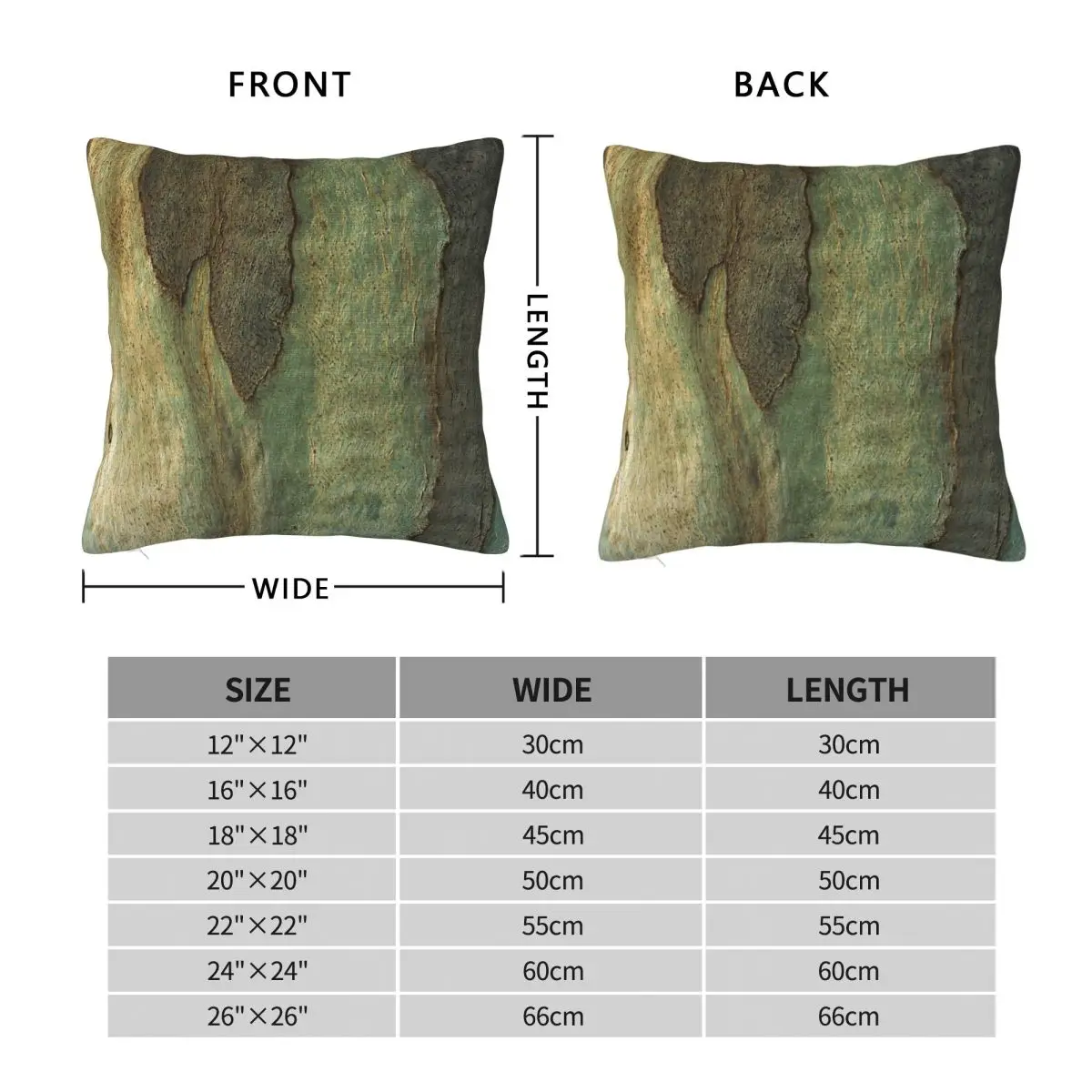 Eucalyptus Tree Bark Pillowcase Polyester Linen Velvet Printed Zip Decor Sofa Seater Cushion Cover