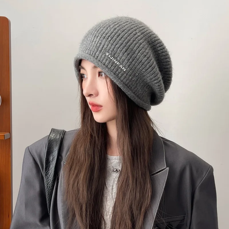Women's Hat, Autumn/Winter Warm Windproof Beret New Fashion Item: Face-Framing Winter Hat Knit Wool-Like Fabric Beret