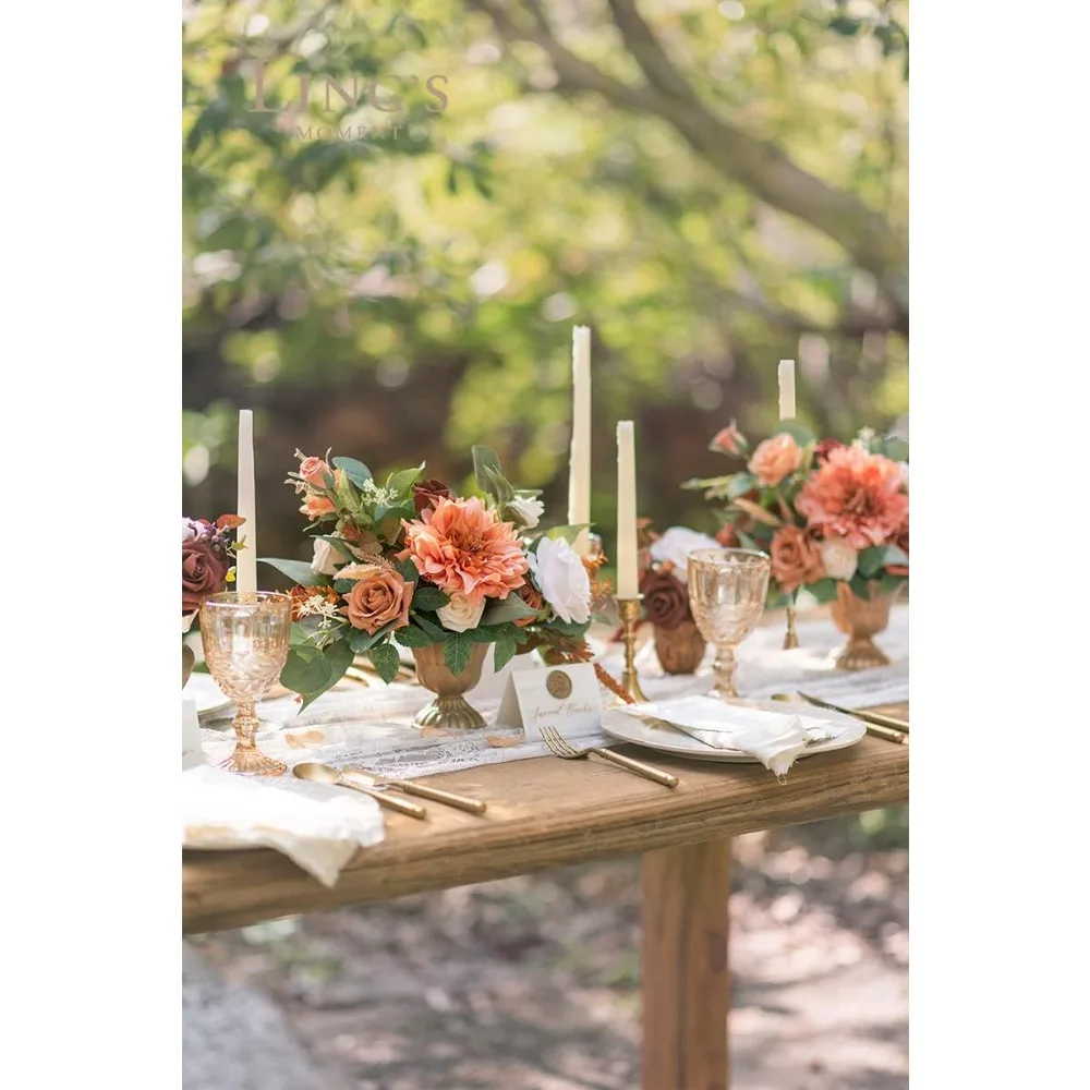 moment Künstliche Terrakotta-Blumen mit Vase, Hochzeit, Tischdekoration, Blumenstrauß, Herzstück, Blumentopf für Zeremonienempfang