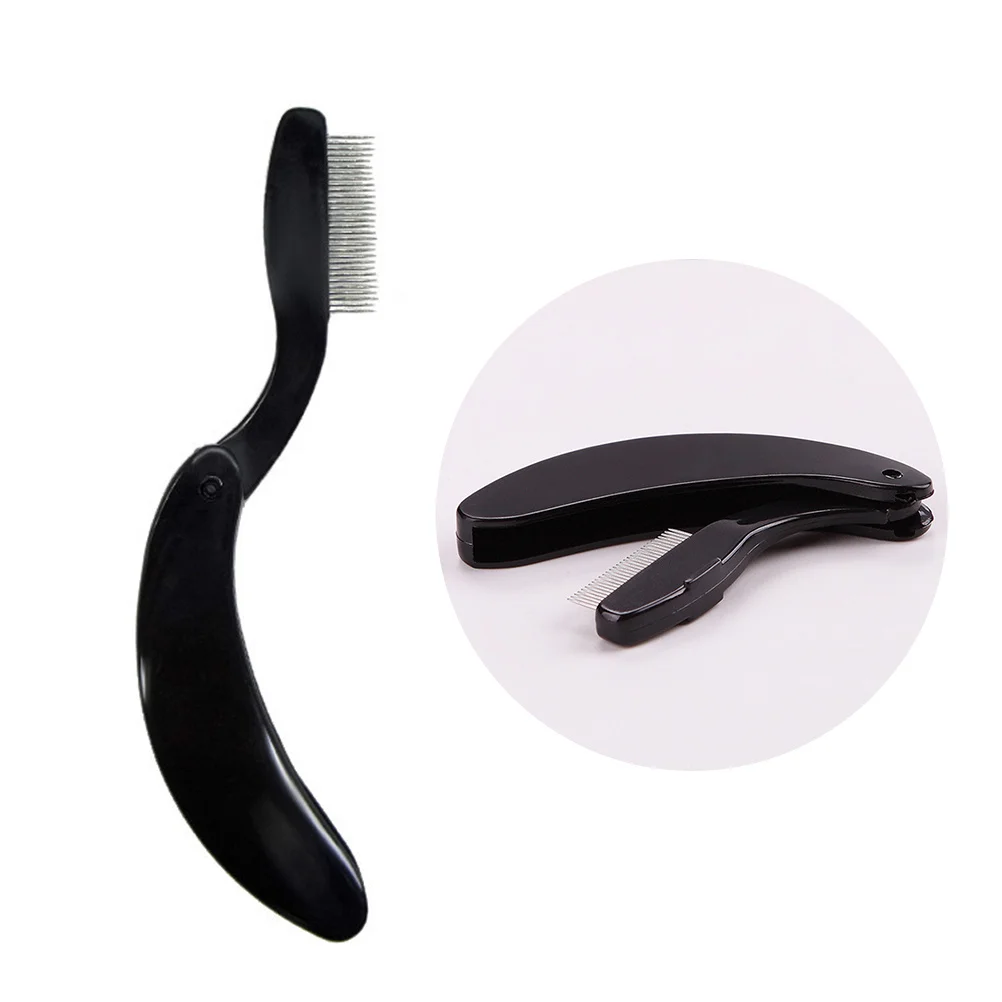 4 szt. Zakrzywiony grzebyk do brwi z metalowymi zębami i plastikową rączką, składany separator do rzęs do podkręcania tuszu.