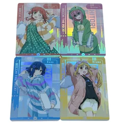 4Pcs/Set ACG Girl Cards Bocchi The Rock Gotoh Hitori Yamada Ryo Kita Ikuyo Anime Game Characters Gauze Flash Cards DIY Toys Gift