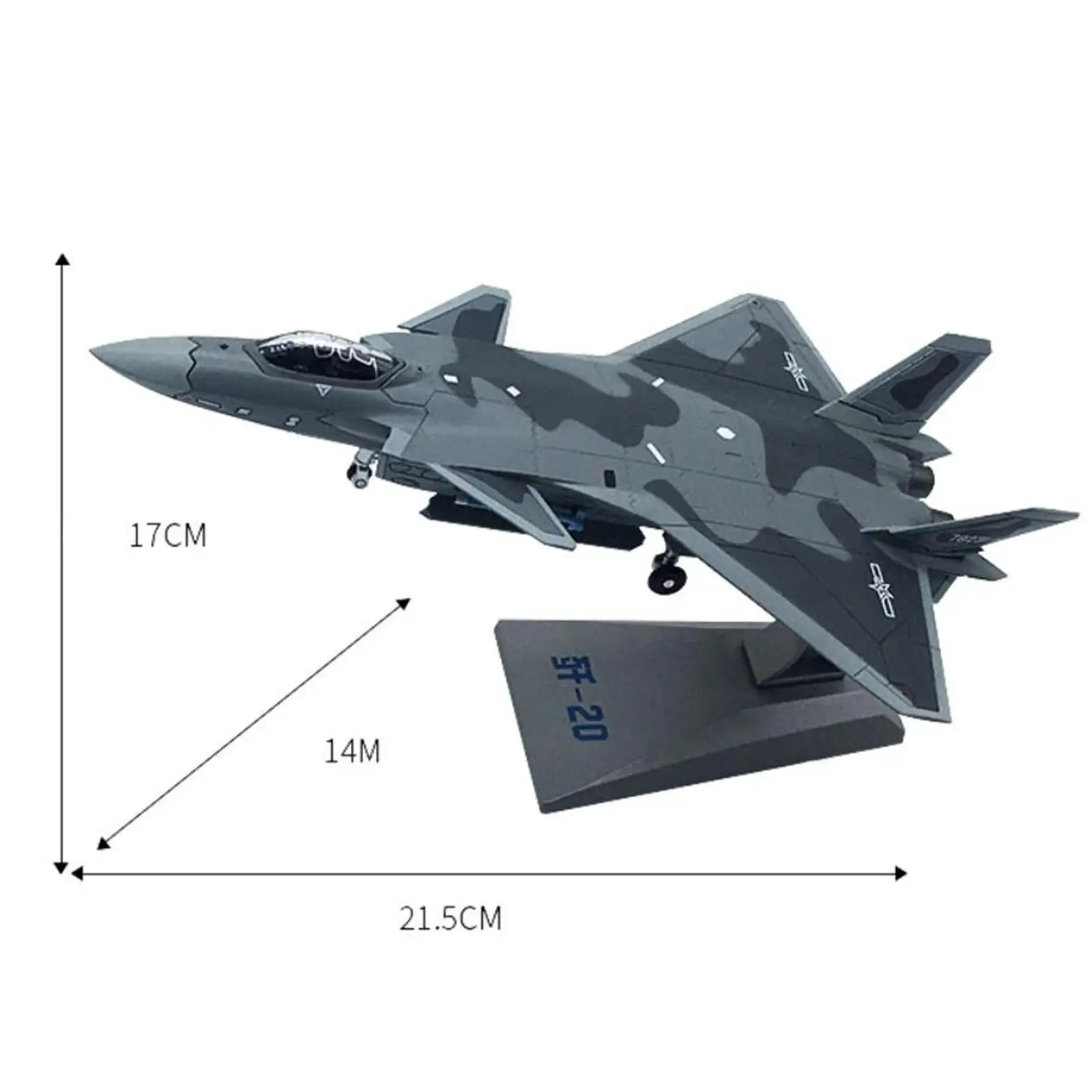 1/100 J-20 Fighter Jet Alloy Model Small Size Weilong Fighter Jet Plane Model with Stand Collection Decoration Alloy Military