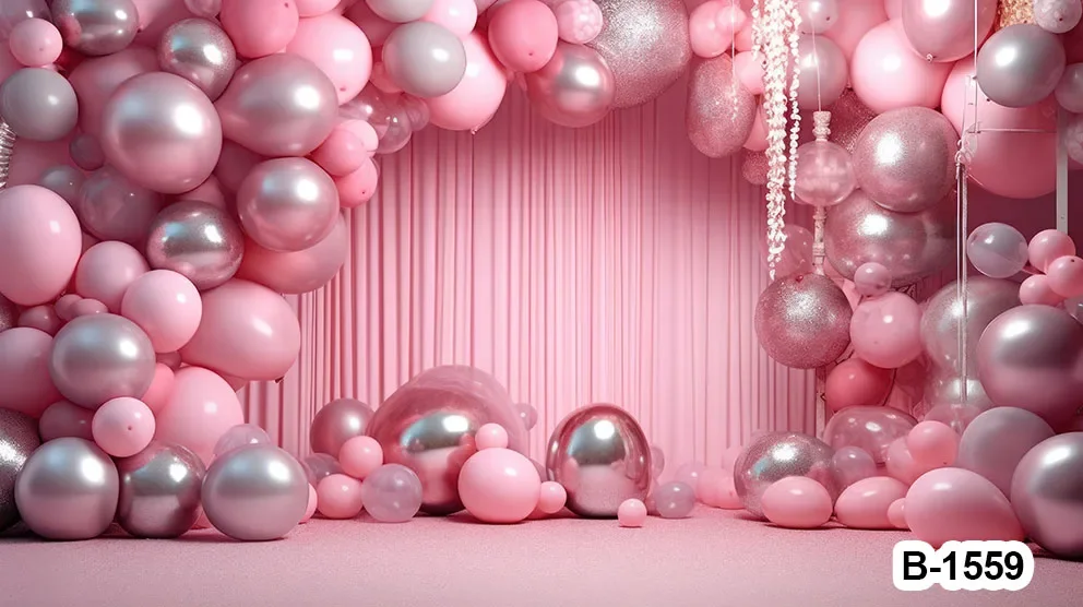 Girls Birthday Pink Theme Decor Backdrops Photography Candy Balloons Cake Smash Baby Newborn Backgrounds Studio Banner Photocall