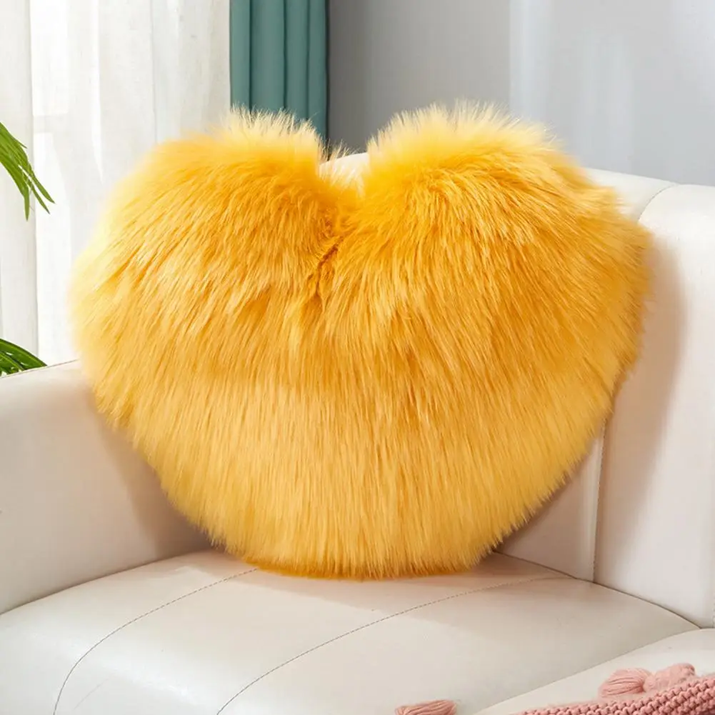 40cm PP Cotton Stuffed Heart Pillow Sofa Decorative Cushion Long Faux Fur Soft Sofa Pillow Cushion Gift Room Decorative Pillow