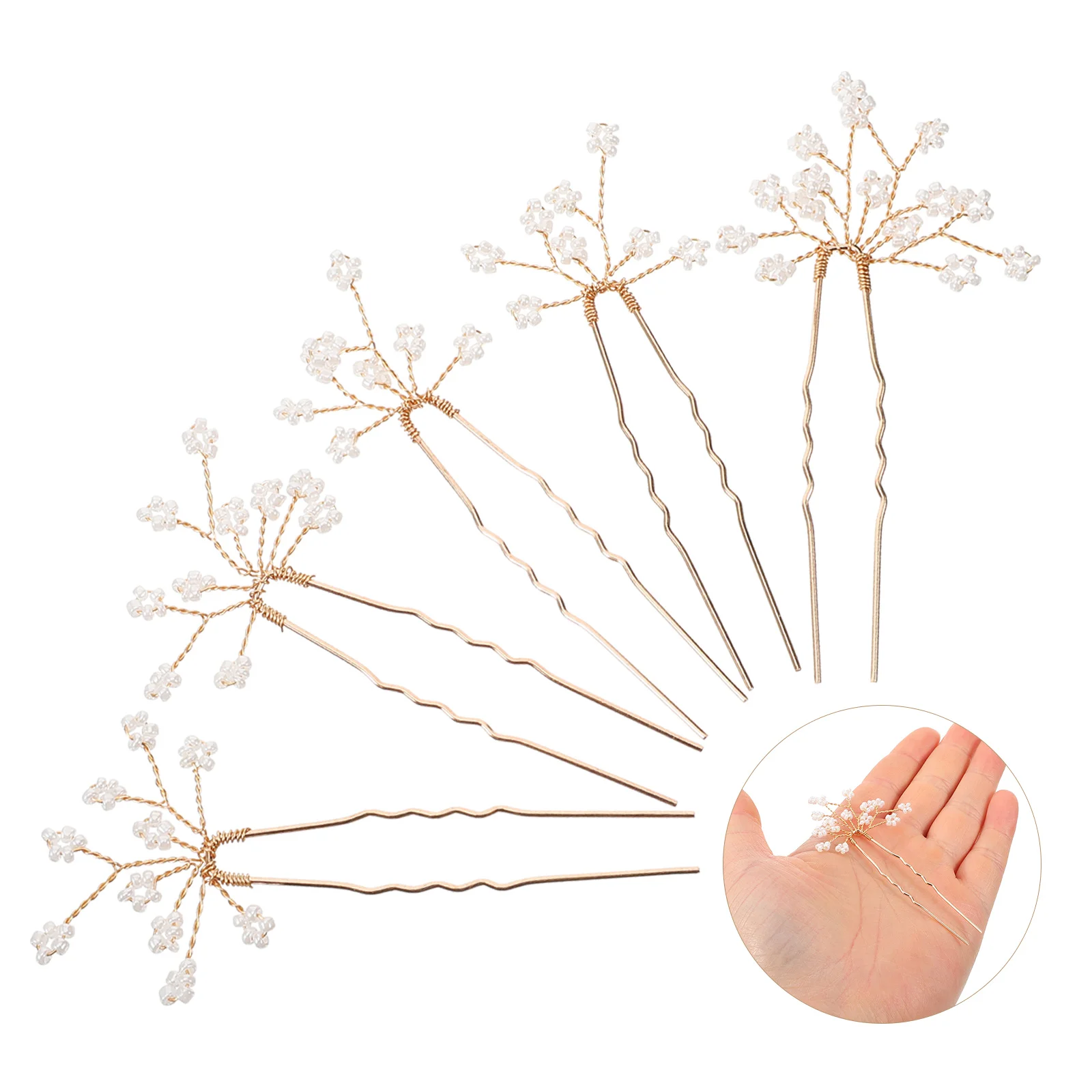 

5 Pcs Beads Rice Hairpin Bridesmaid Wedding Accessories Bridal Bobby for Copper Wire
