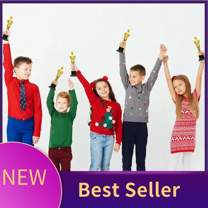 

HFES 12 Pack Plastic Gold Award Trophies For Party Decorations, Party Favors, Movie Night Party Favor, School Award Gold+Black