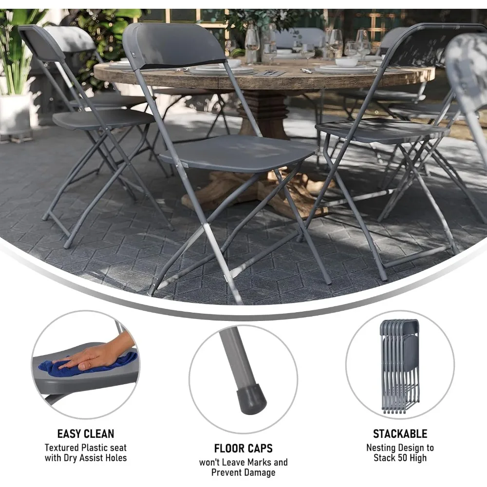 Portable Stackable Folding Chairs for Indoor Outdoor Use, Commercial Grade Steel Frame, 350lb Capacity, Ideal for Events