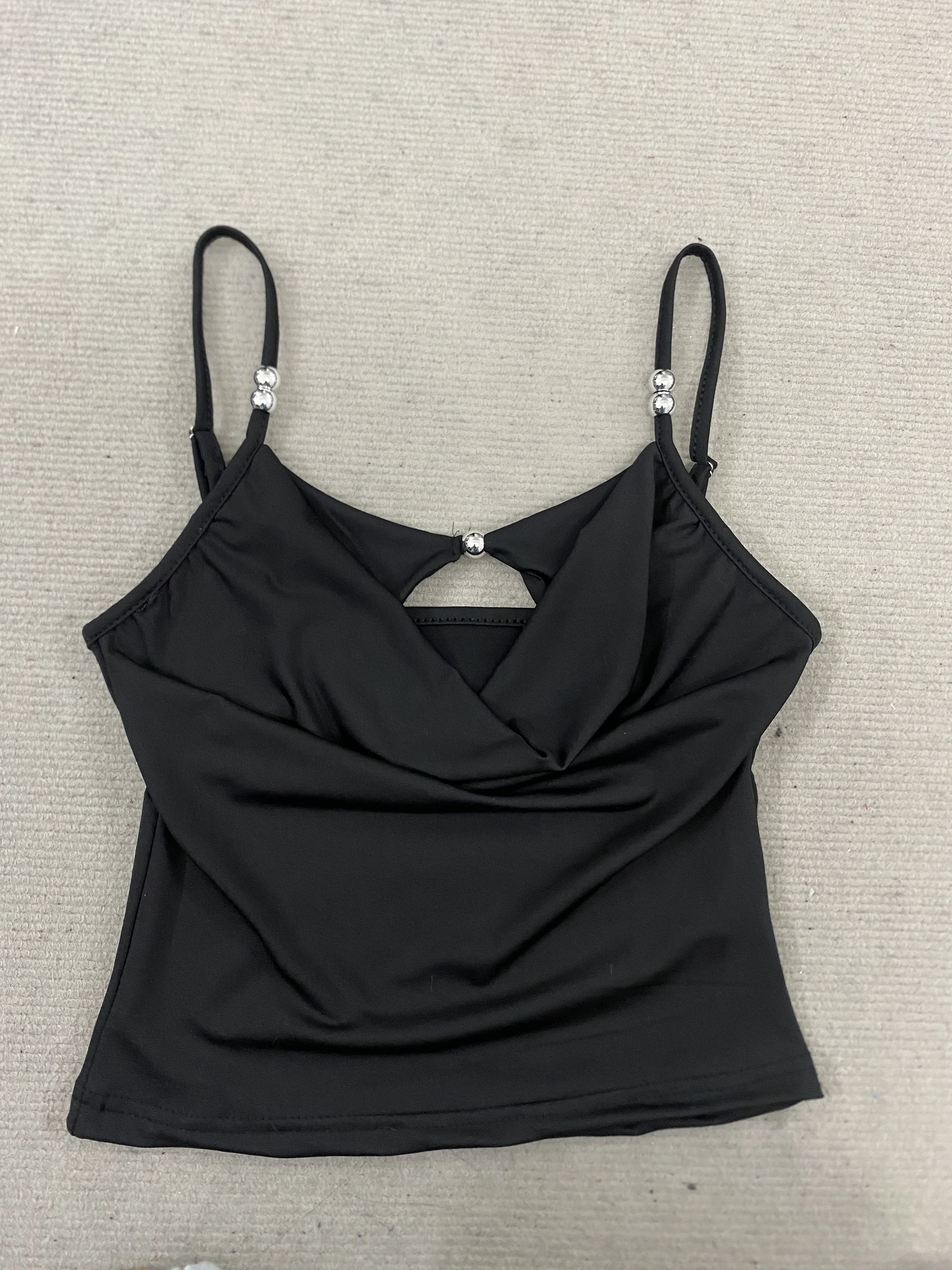 New Women's Summer Slim-fit Short Strap Sling Collar Beaded Sexy Inner Spice Girl Top