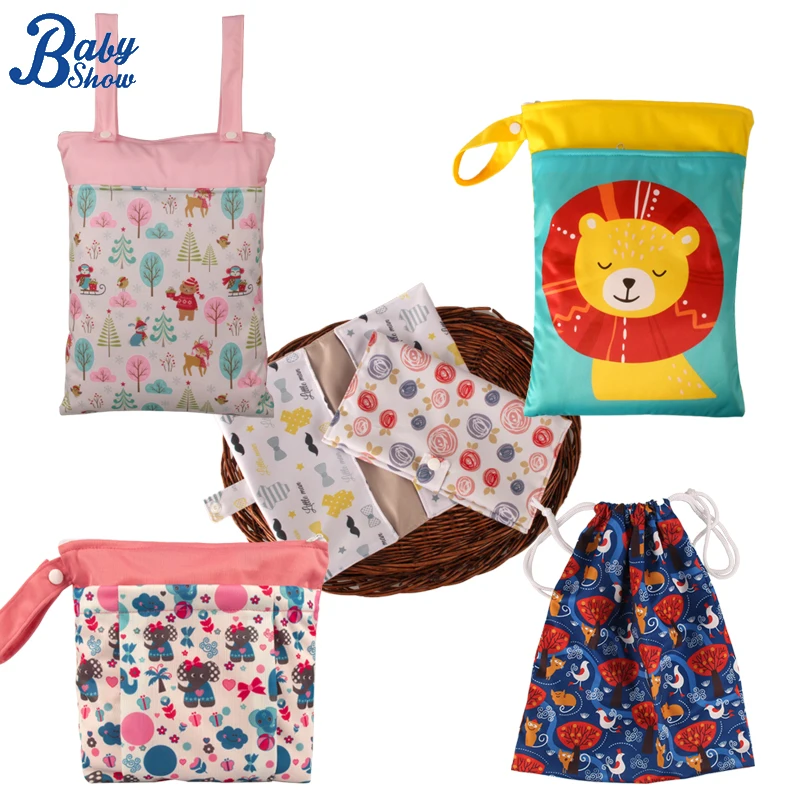 

1PC Wet Dry Bags for Baby Cloth Diapers Washable Travel Bags Beach Pool Gym Bag for Swimsuits & Wet Clothes Nappy Pouch