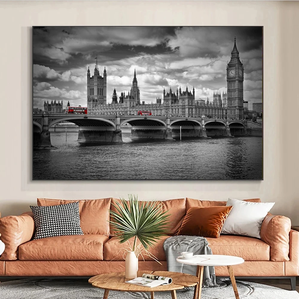 

Paris Eiffel Tower And London Westminster Poster Prints For Living Room Home Decor Urban Landscape Canvas Painting Wall Art