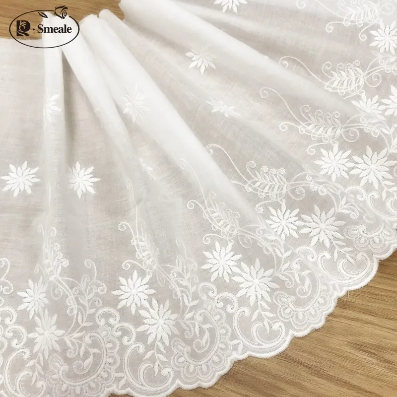 Panno di cotone traforato in pizzo, panno da ricamo, squisito, bianco sporco, accessori per abbigliamento fai da te, larghezza tende 26cm, 5