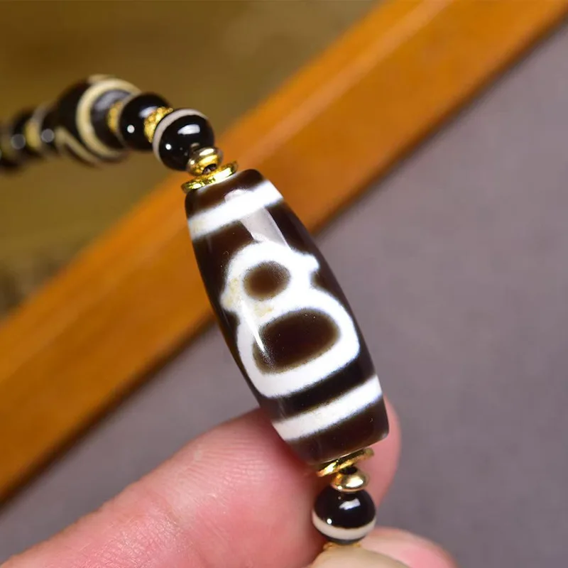 قابل للتعديل حبل مضفر قلادة مع قلادة الله الثروة ، خط واحد السماء والأرض Dzi حبة التبعي ، سلسلة سترة