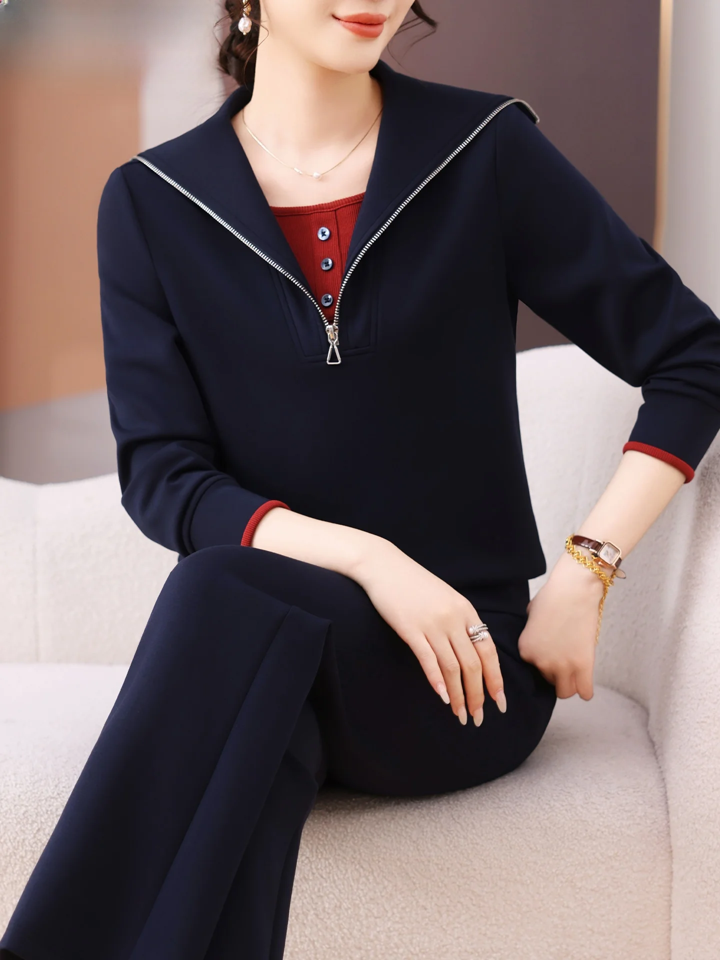 

Casual Sportswear Set for Young Mothers Autumn Clothes Sweatirt Two-Piece Suite Middle-Aged Women Spring Autumn Top