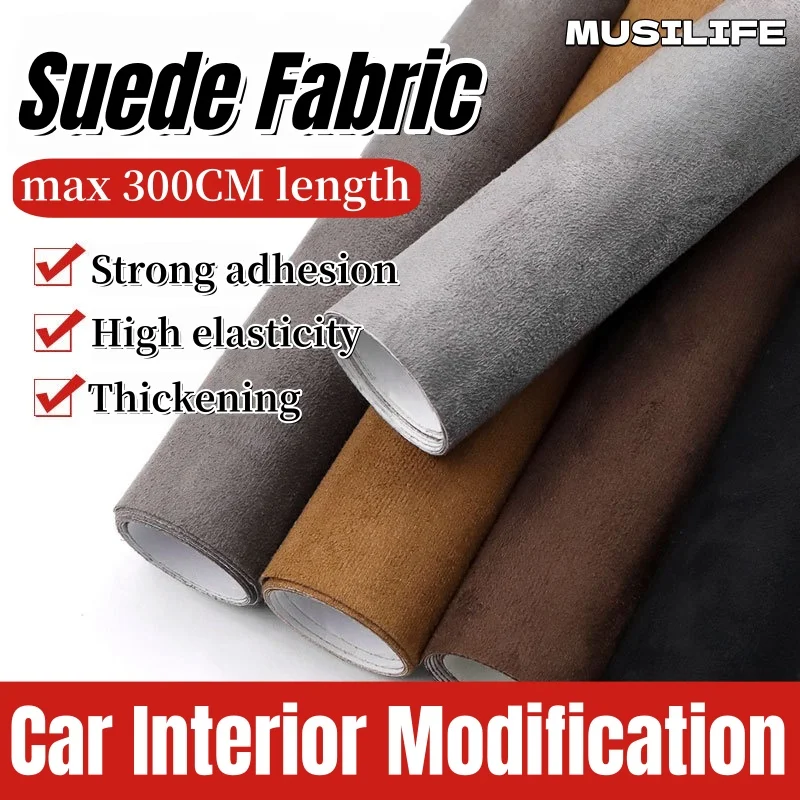 

Suede Leather Fabrics Adhesive Back for Car Interior Modification Self-adhesive Suede Cloth DIY Auto Ceiling Door Panel Decor
