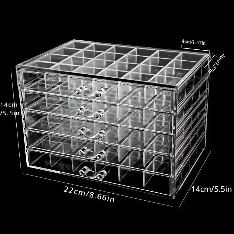 120-Grid Premium Jewelry Organizer - Crystal-clear 5-Layer  Box with Stackable Design, Effortlessly Accessible, Perfect for Disp