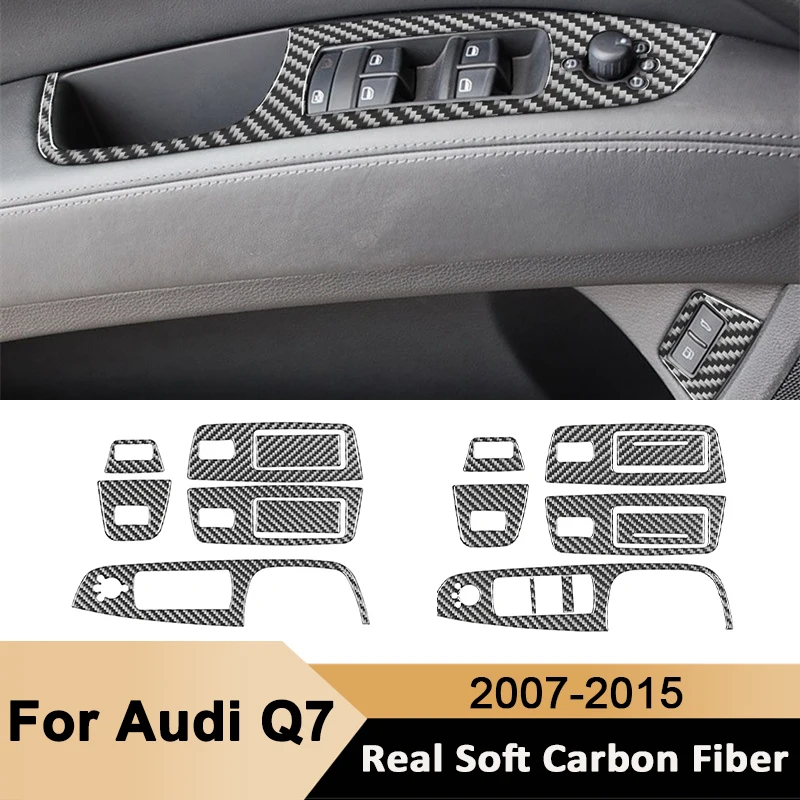 

For Audi Q7 2007- 2015 Carbon Fiber Car Window Control Lifter Switch Panel Decorative Sticker Auto Interior Accessories