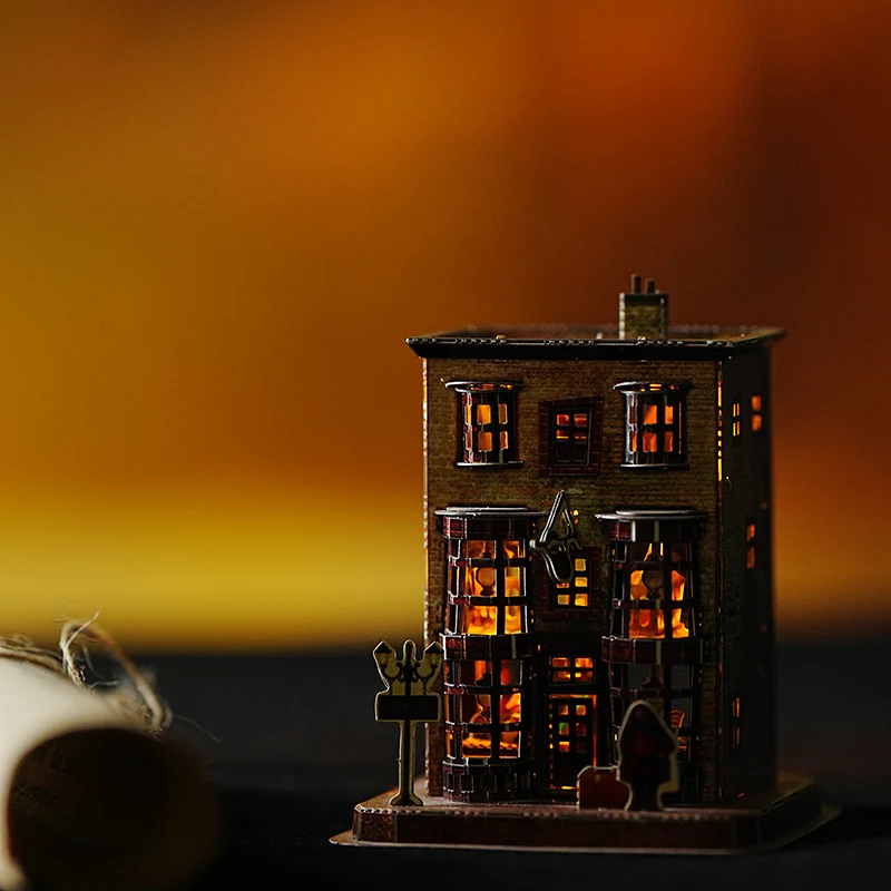 Diorama Metalen Assemblagemodel Magische Wereld Cottage Model DIY Handgemaakte 3D Puzzel Assemblage Ijzeren Plaat Puzzel Gebouw Model Kits