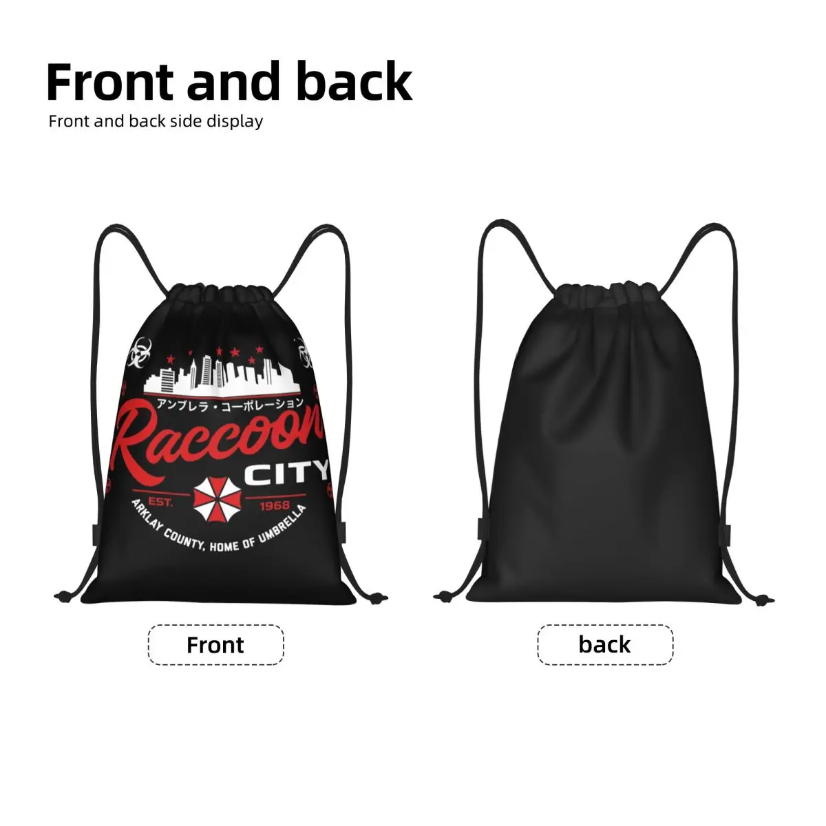 Custom Umbrella Resident Evils Game Drawstring Backpack Bags Men Women Lightweight Gym Sports Sackpack Sacks for Training