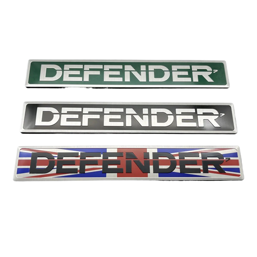 3D Aluminium Logo Defender Emblem Car Fender Side Rear Trunk Sticker For Land Rover RC 110 130 90 Defender Badge Accessories