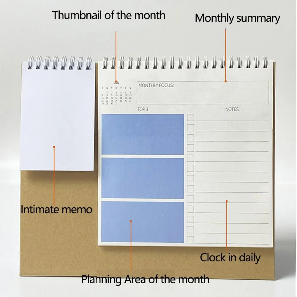 Imagem -04 - Calendário de Mesa Inglês Simples Planejador de Mesa Portátil Calendário Flip em pé Artigos de Papelaria Criativa 2023 242023