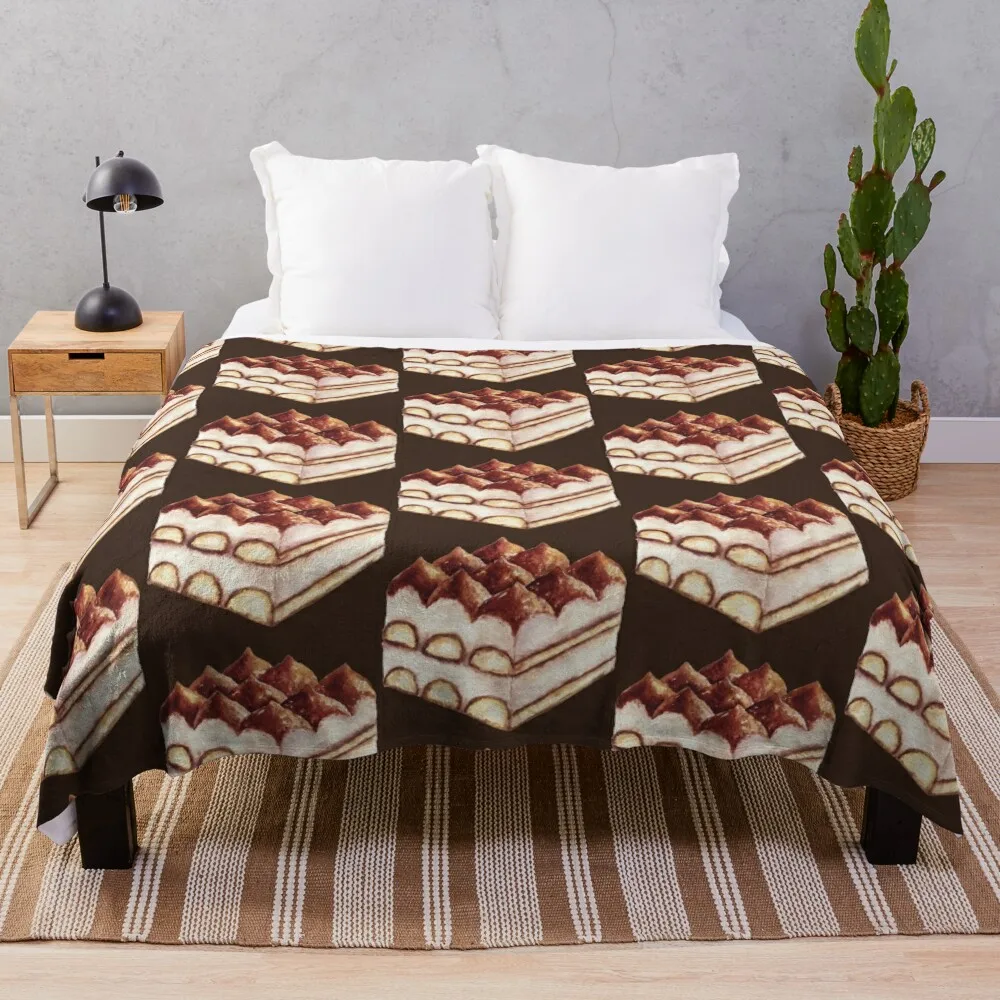 Italian Tiramisu Cake Throw Blanket Warm Blanket Dorm Room Essentials fluffy blanket Fluffy Shaggy Blanket