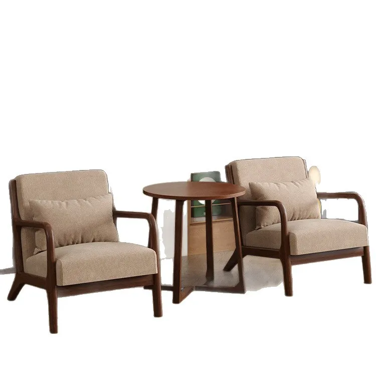 Single sofa chair Small apartment recliner Solid wood balcony Leisure table and chairs Advanced lazy