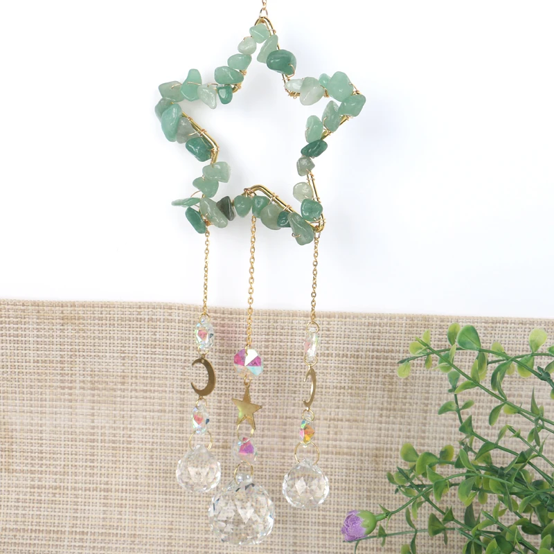 Wholesale Natural Crystal Chips Stone Star Shape Crystal Wind Chimes