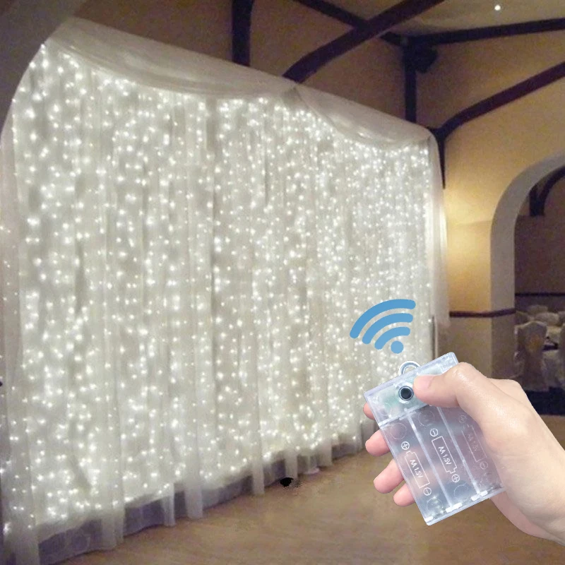 6m/3m Curtain LED String Lights Garland AA Battery Powered Fairy Lights Wedding Party Decoration for Home Room Decor Aesthetic