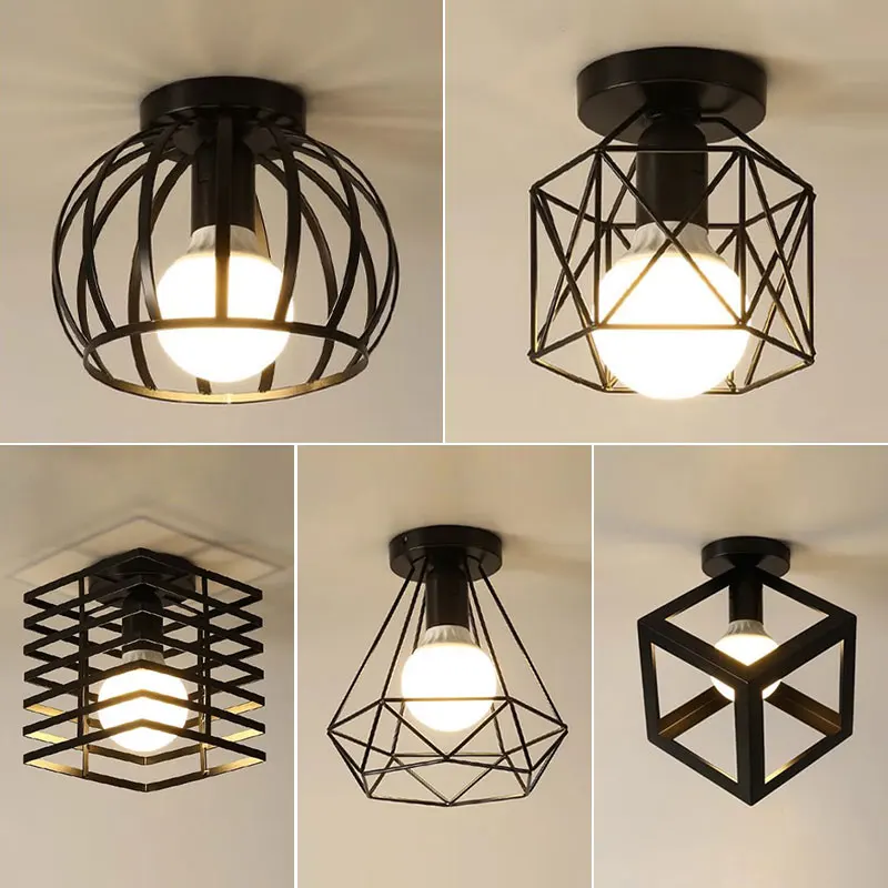 Lámparas de techo Retro E27 para pasillo Interior, candelabro Vintage, iluminación de luces de techo, decoración para dormitorio