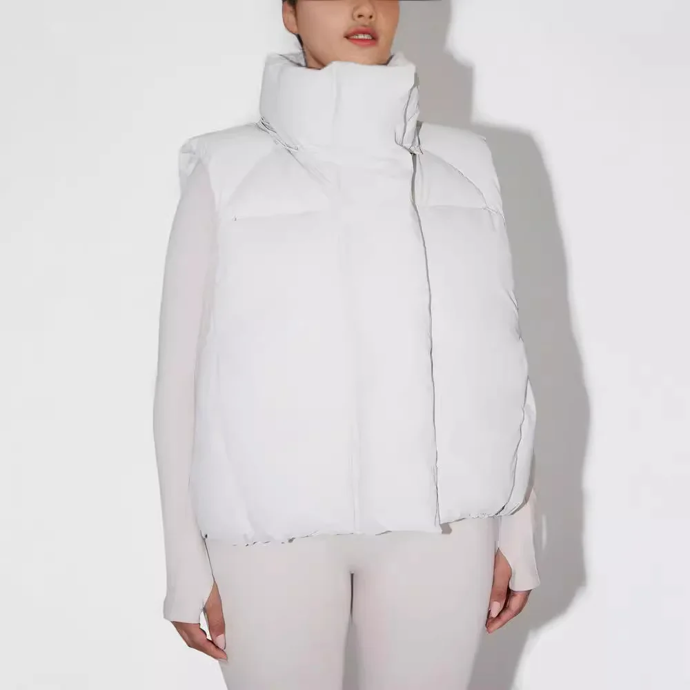 2025 Fashion KHY kylie's same Hooded Vest Vest Cotton Clothes Slim Zipper Standing Collar Tops Woman