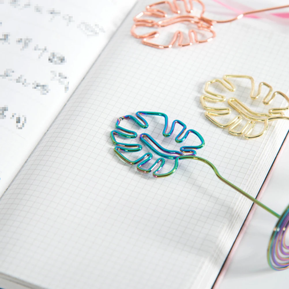 

4pcs Card Holder Metal Monstera Shape Desk Accessories Tabletop Decoration Wedding Supplies Reusable Memo Holder Table Number