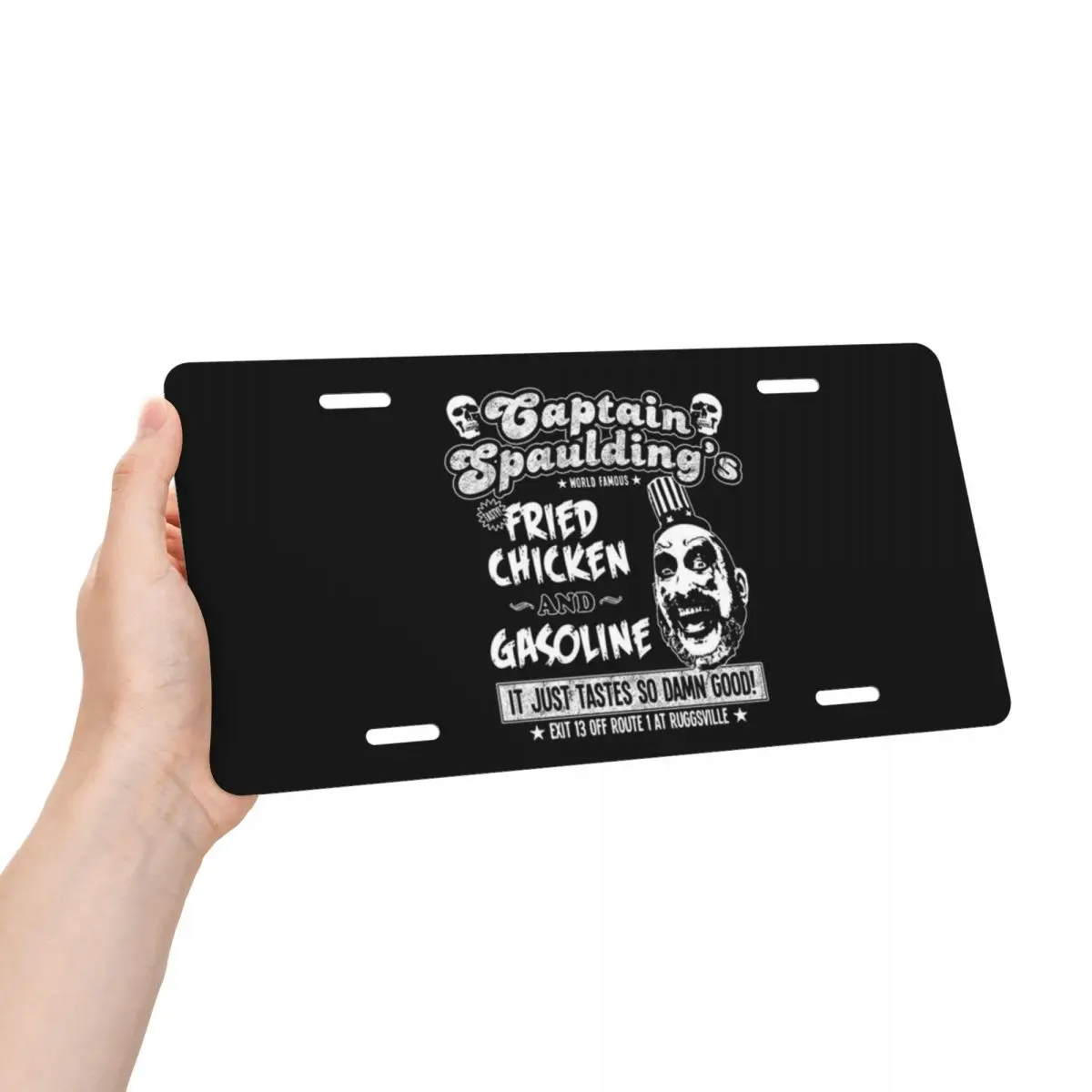 Customized Captain Spaulding Logo Decorative Metal License Plate House of 1000 Corpses Aluminum Car Front Vanity Tag 12x6 Inch