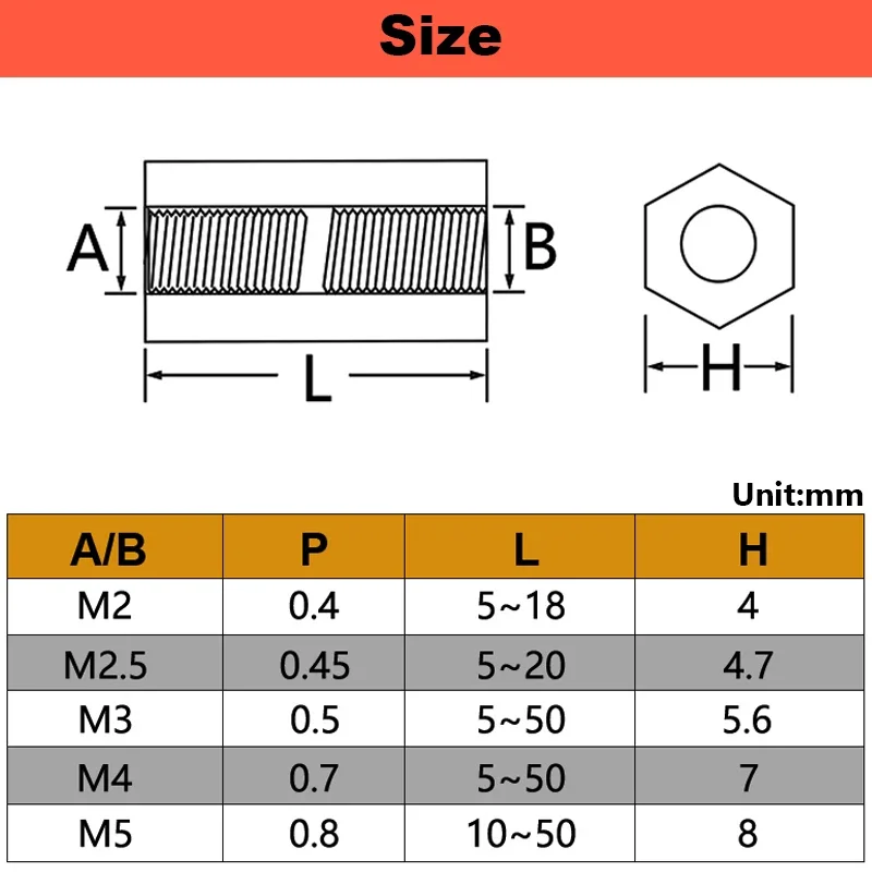 M3 M4 Thread length 5mm-45mm Black Hex Nylon Standoff Spacer Column Flat Head Double Pass Plastic Spacing Screws