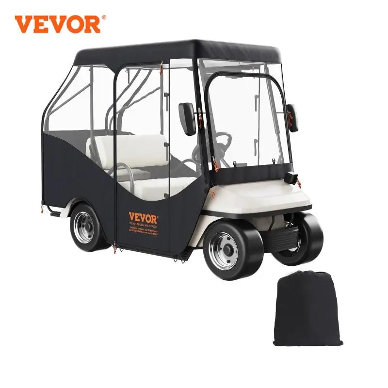 VEVOR Golf Cart Enclosure 420D Polyester Driving Enclosure with 4-Sided Transparent Windows 4 Passenger Club Car Cover Universal