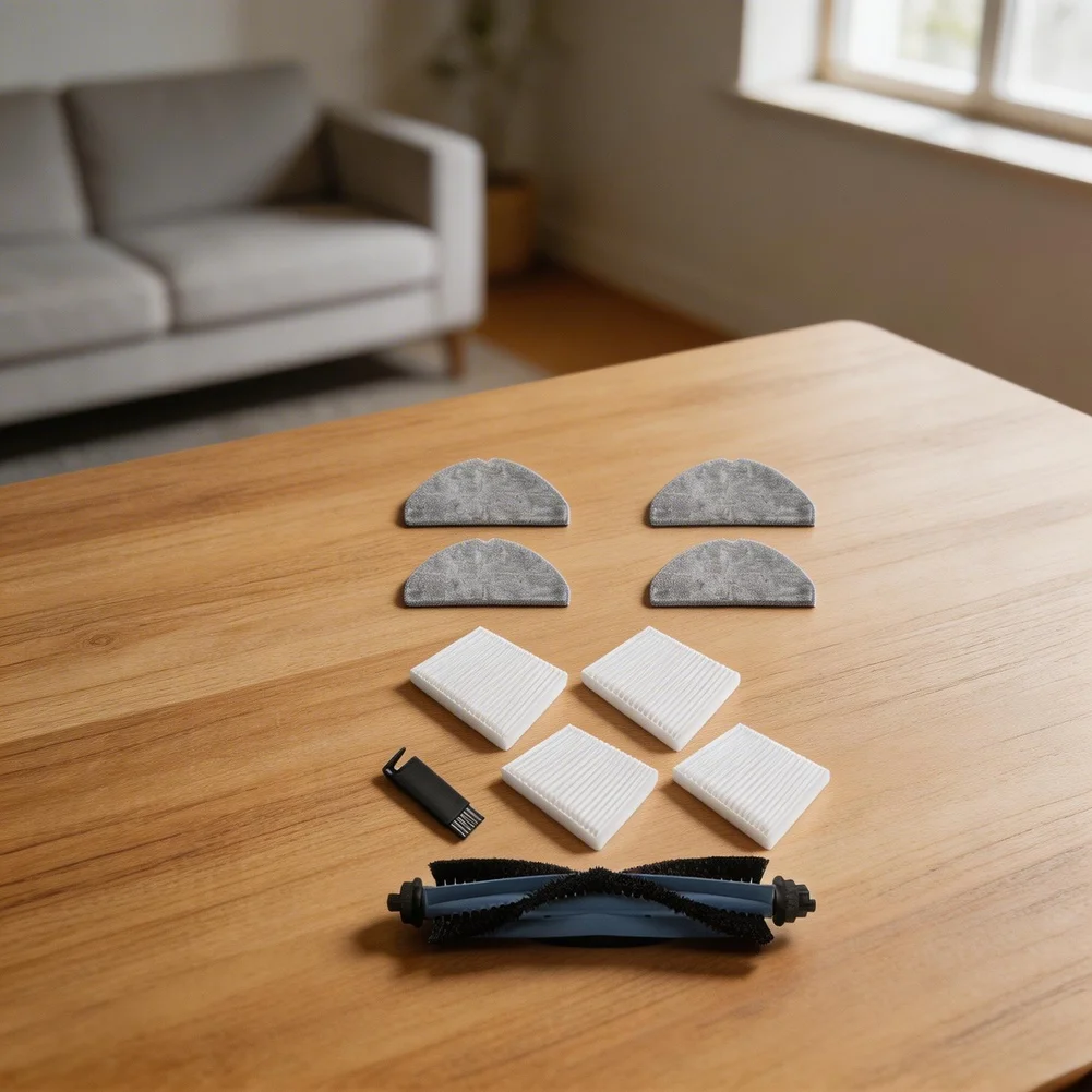 Filter Mop Set Vacuum Brush Kit Removable Bearing Main Brush 4 Filters 4 Mop Cloths Cleaning Brush V-shaped Design