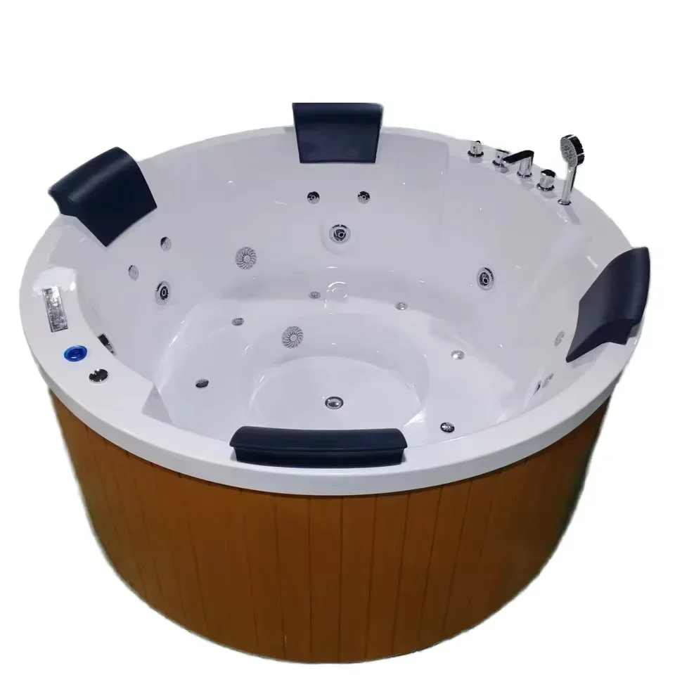 Round Modern Outdoor 4 Person Hot Tub Spa Pool Jacuzzi with Seat