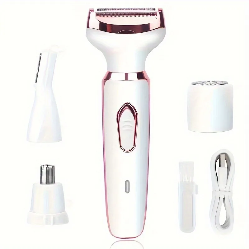 4 in 1 Electric Razor for Women Shaver Lady Shaver Body Hair Trimmer for Armpit Bikini Arm Leg Face Mustache Portable Painless