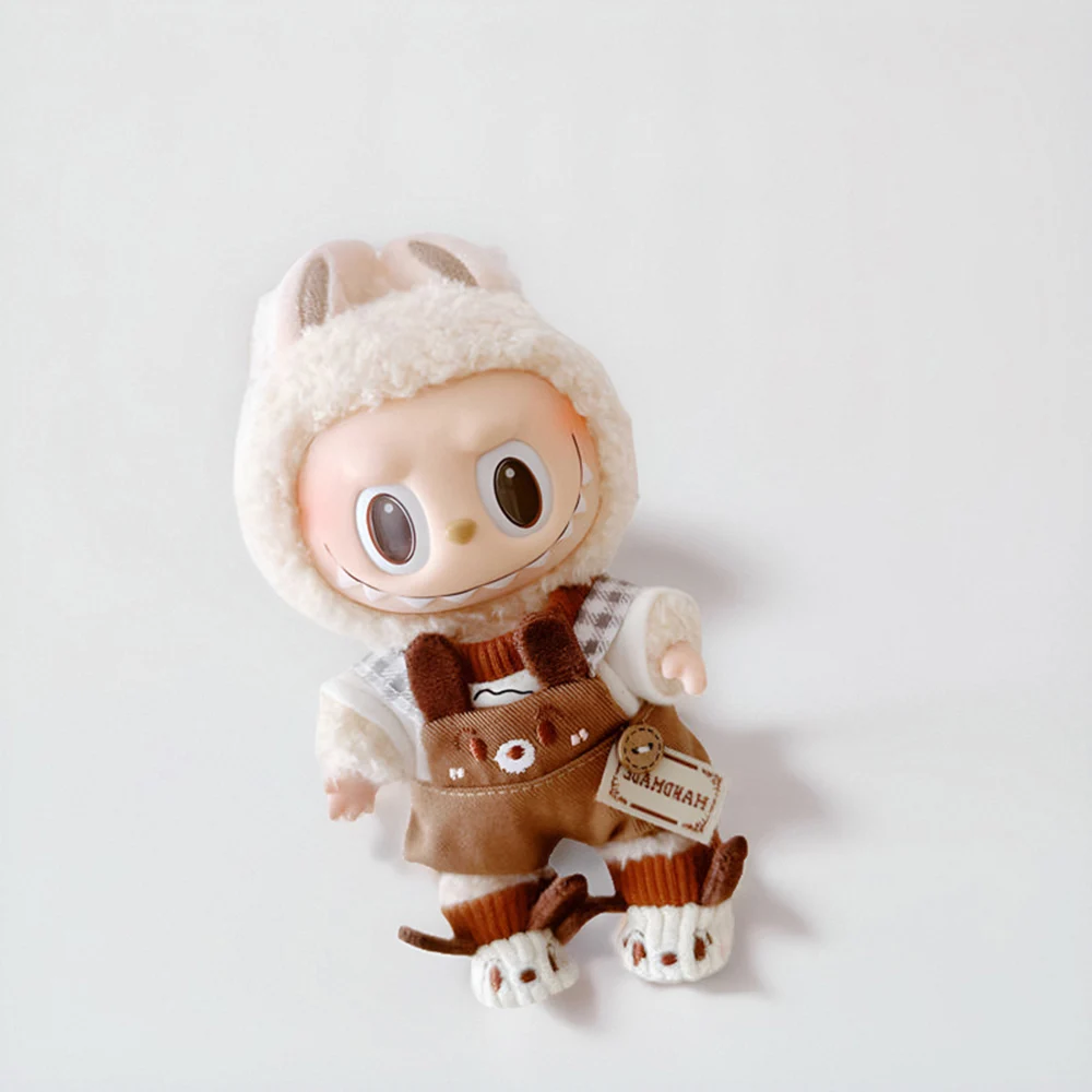 17cm-mini-labubu-roupas-de-boneca-de-pelucia-para-labubu-idolo-boneca-cinta-conjunto-roupas-presente