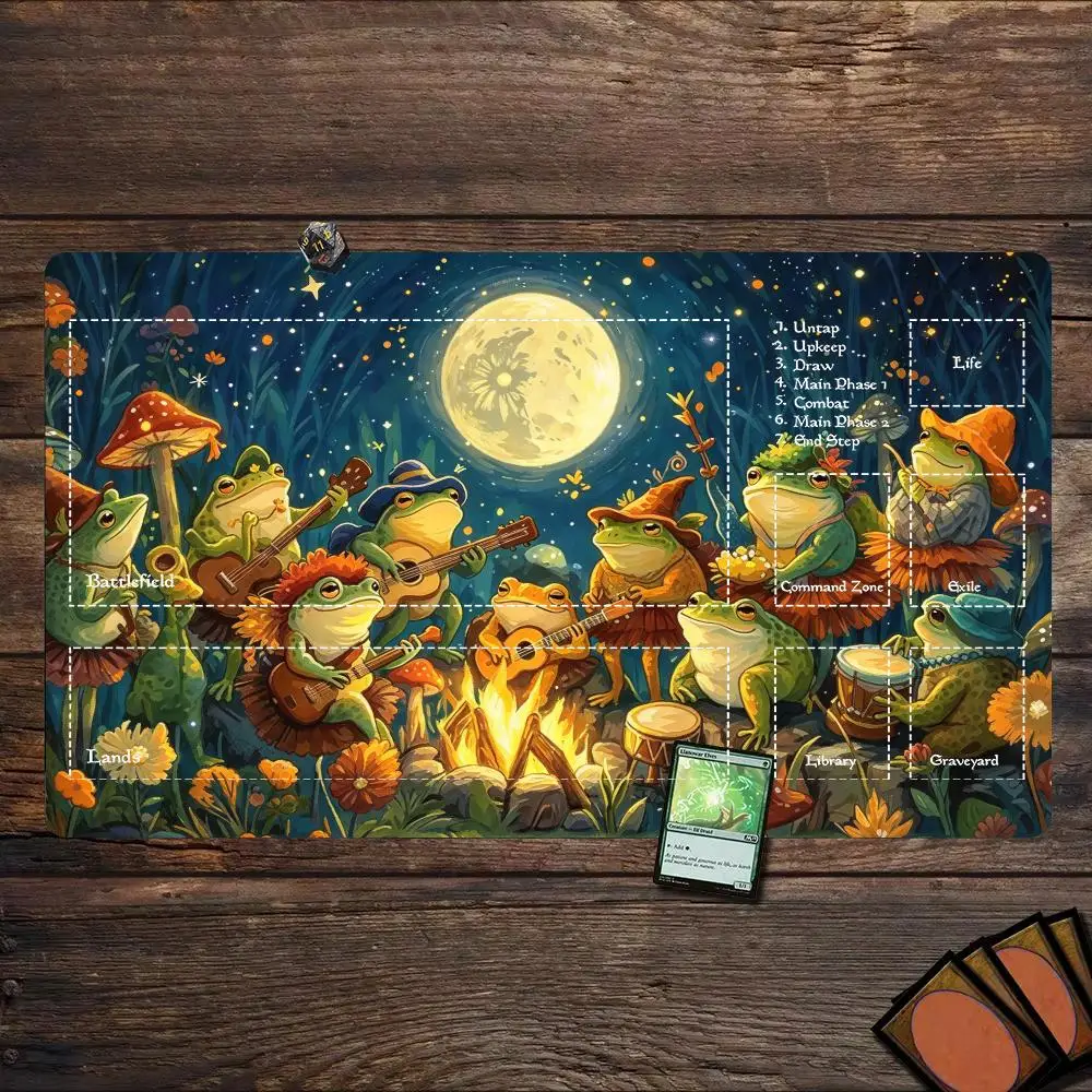 Frog Bonfire Party Mousepad Desk Mats Laptop Accessories Desk Gadgets Gaming Mat Office Mouse Mat Playmat Gamer Setup Decoration