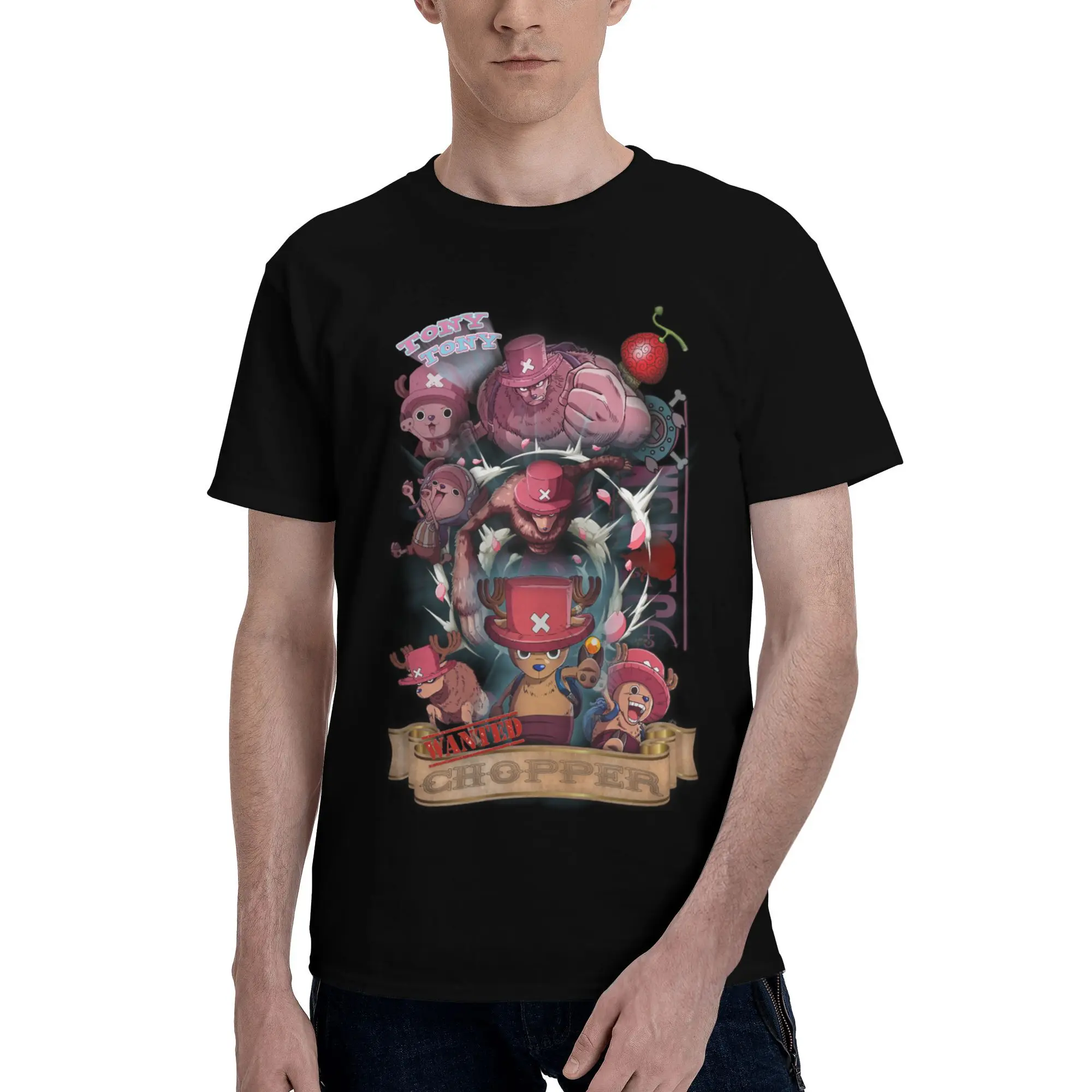 

Custom Tony Tony Chopper Tshirt Men Short Sleeves Print T Shirt Cool One Piece T-shirts Loose Fit Soft Cotton Tee Tops Clothes